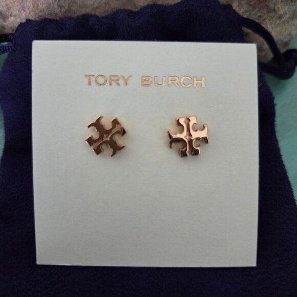 Tory Burch icon logo rose gold earrings